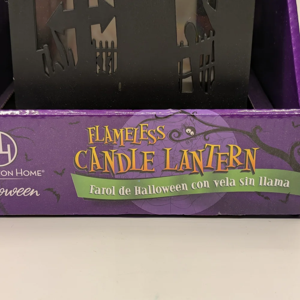 Black Flameless Candle Lantern Halloween Theme